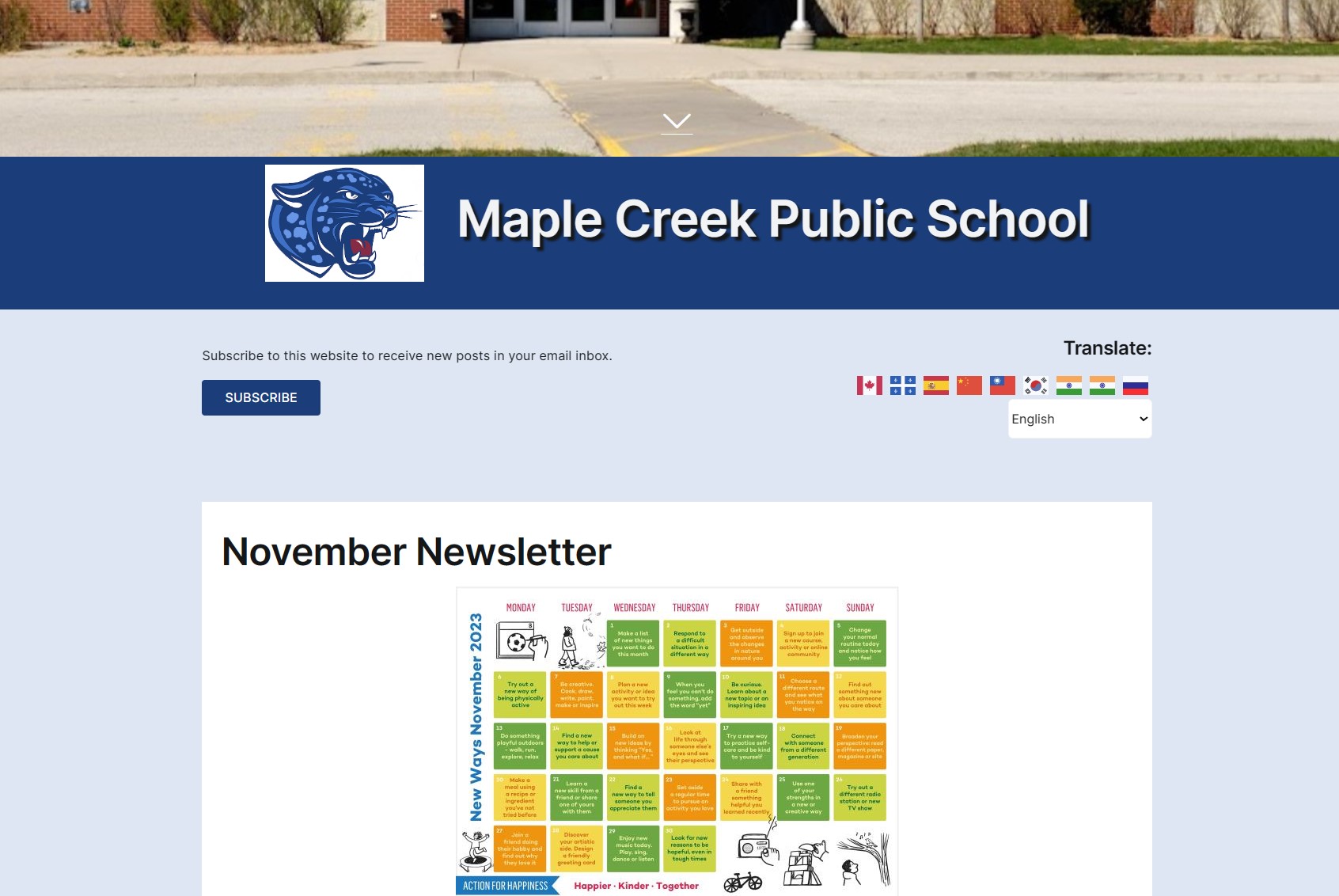 Maple Creek Public School homepage